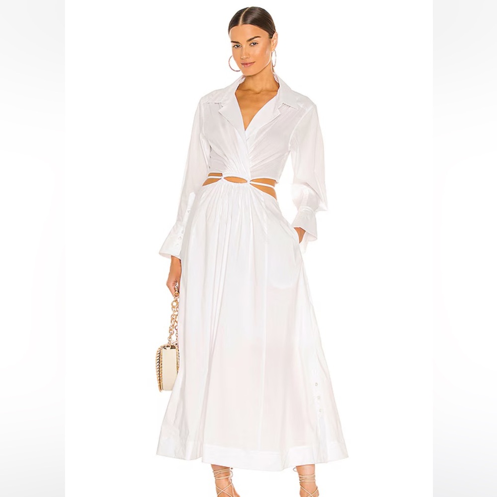 Jonathan Simkhai White Long Sleeve Cut-Out Dress